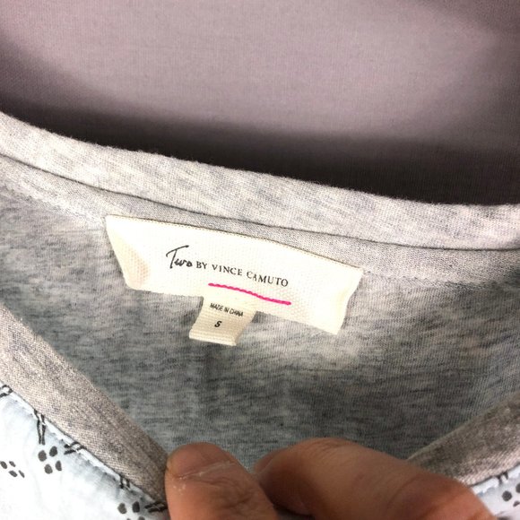 TWO By VINCE CAMUTO Light Blue Gray Short Sleeve Cotton Blend Top Size Small - Picture 5 of 7